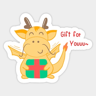 Dragon give a present Sticker